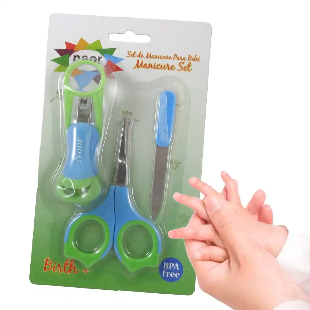 Set Cortauñas tijeras limapara bebe con lupa Noor niño