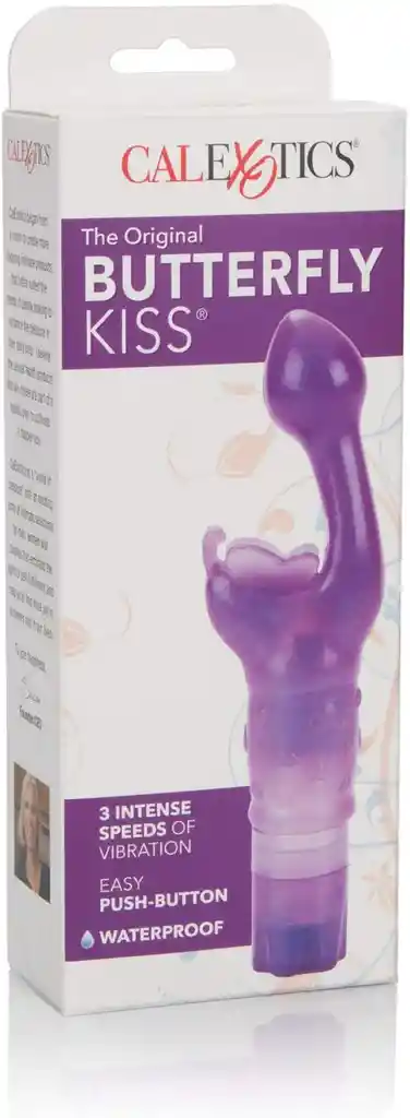 Vibrador con Estimulador de Clítoris Beso de Mariposa Morado.