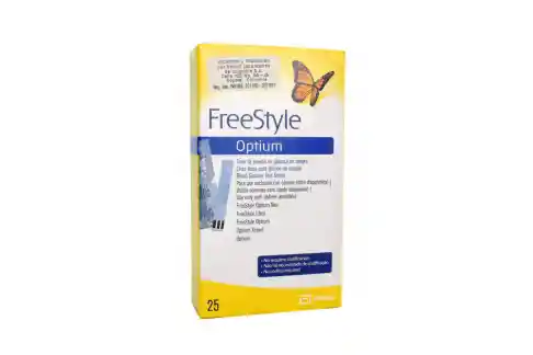 Optium Freestyle Caja Con 25 Tiras De Prueba De Glucosa San