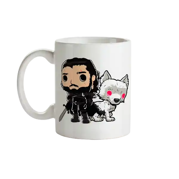 Mug Jon Snow Y Ghost Game Of Thrones Tipo Pop