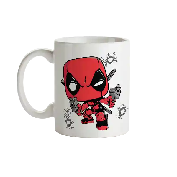 Mug Deadpool Guns Tipo Pop