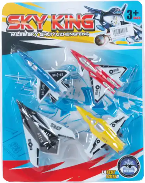 Set Aviones Sky Friccion X 4 Blister