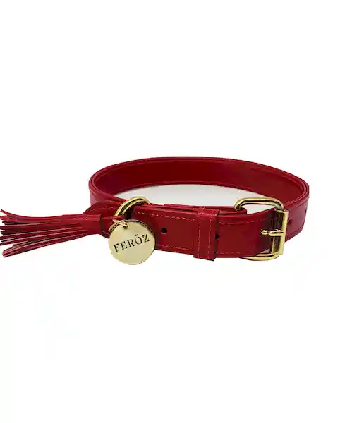 Collar Para Perro Cuero Rojo Talla M