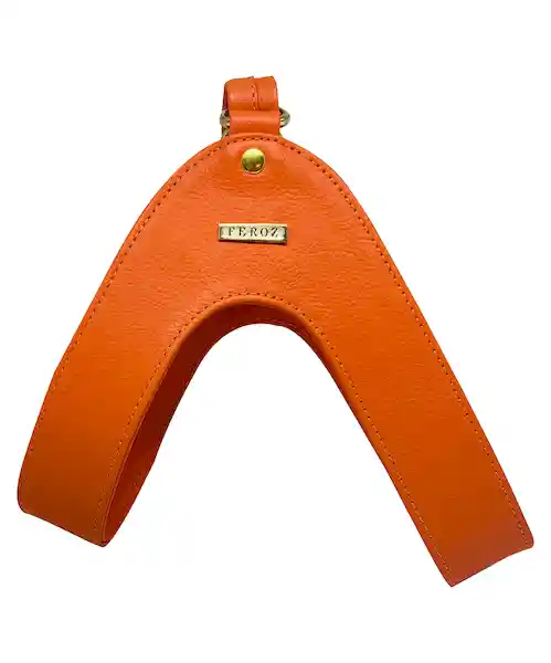 Arnés Para Perro Cuero Naranja XS