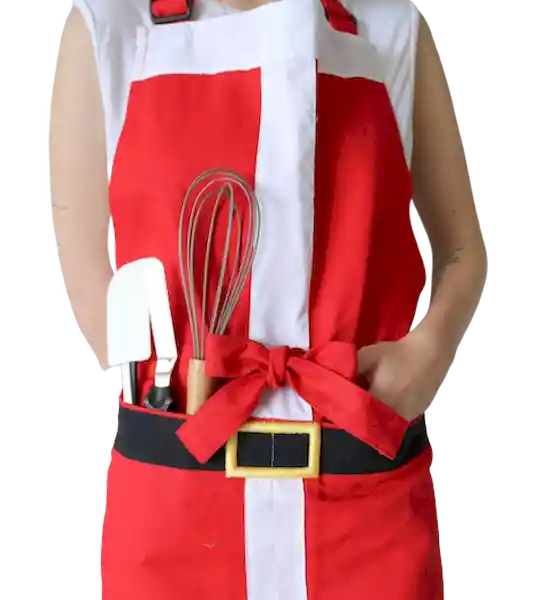 Delantal Navidad Adulto Unisex Rojo