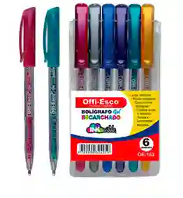 Offi-Esco Bolígrafo Gel Escarchado Estuche x 6 1.0M