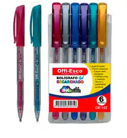 Offi-Esco Bolígrafo Gel Escarchado Estuche x 6 1.0M