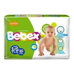 Bebex Pañales Absorbentes Maxi Gel Etapa 3 Talla G