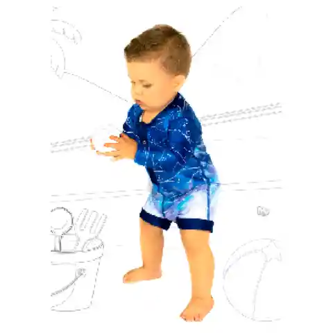 Sol Or Mameluco Agua Baby Boy Referencia P000068 Talla 3-6 Azul