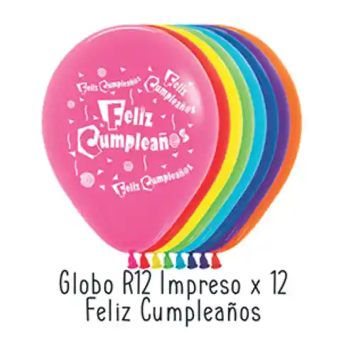 Globo R-12 X 12 Feliz Cumplea