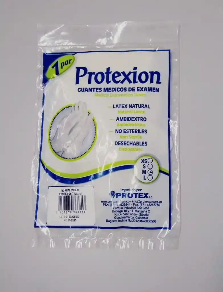 Guante Examen Protexion T-M 1Par