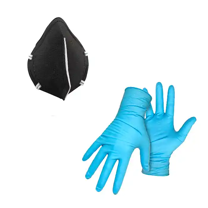 KitTapabocasRespiradorN95Negro+Guantes de Nitrilo Azul (Par)