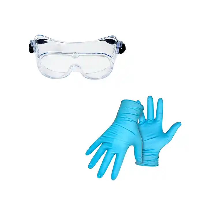 Kit MonogafasSeguridad Lente Claro+Guantes de Nitrilo color Azul