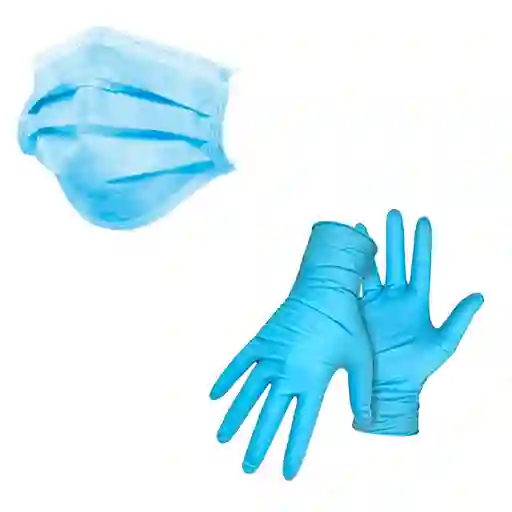 Tapabocas MascarillaQuirugica Azul+Guantes de Nitrilo Azul X12