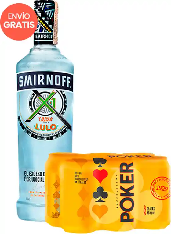 Smirnoff Vodka Lulo 750 Ml + Six Pack Cerveza Pok