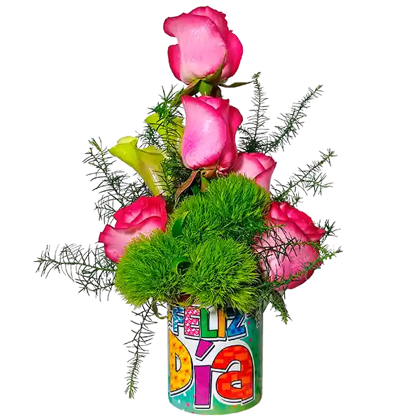 Mug en Rosas Fucsias y Cartuchos