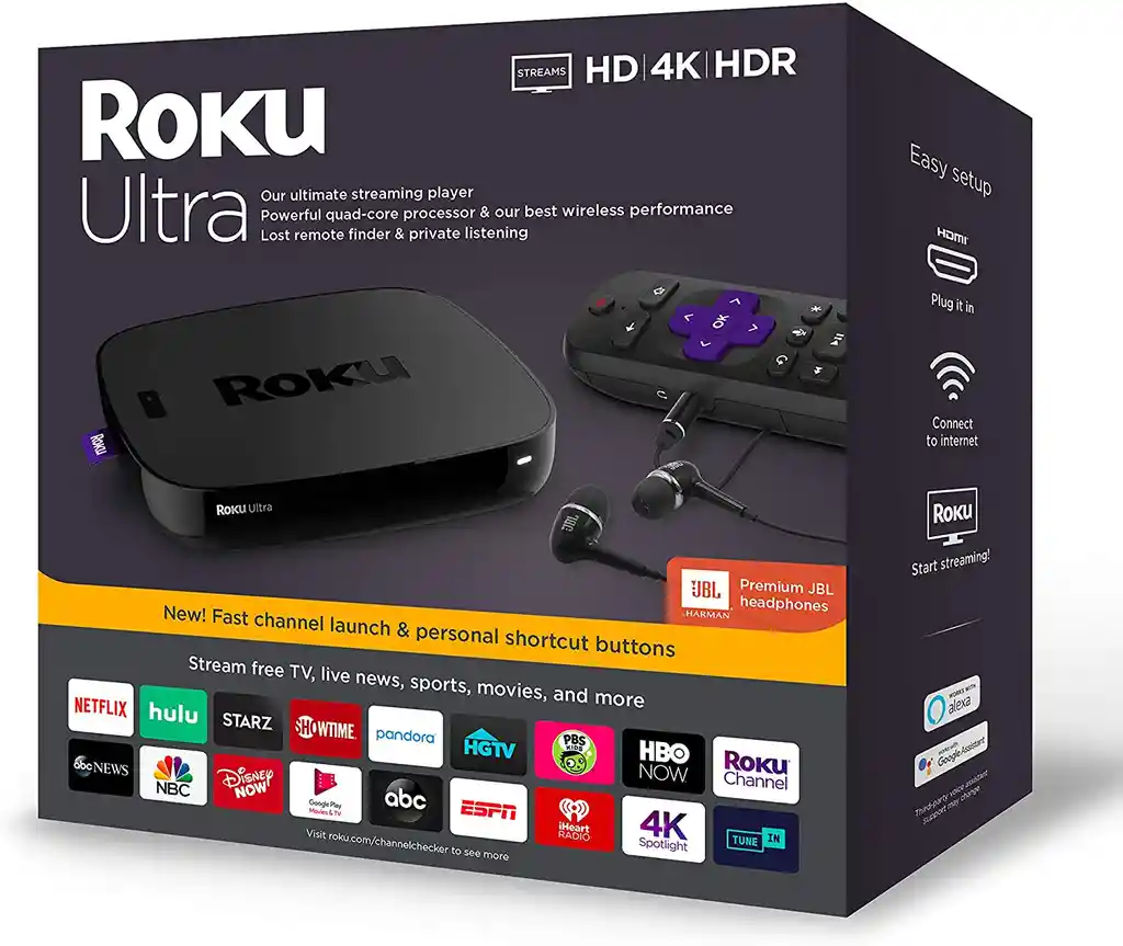 Roku Ultra 4k Con Auriculares Jbl Smart tv