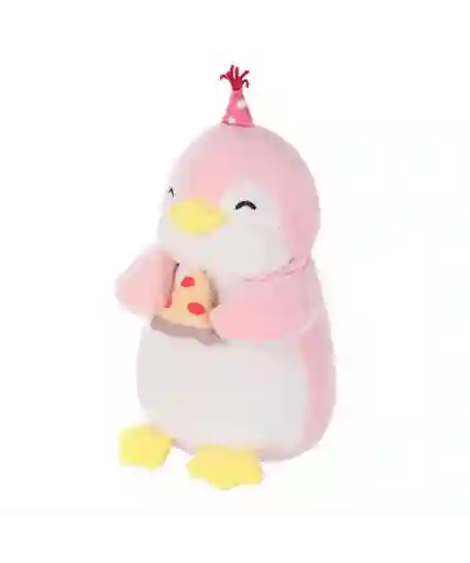 Miniso Peluche Forma de Pingüino Con Pizza Rosa