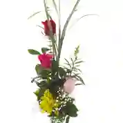 Solitario Flores de Vidrio Con 3 Rosas