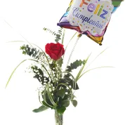 Solitario Floral Con Rosa y Globo