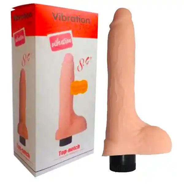 Vibrador Top Notch Lure Real Piel  8.4" Con Testículos