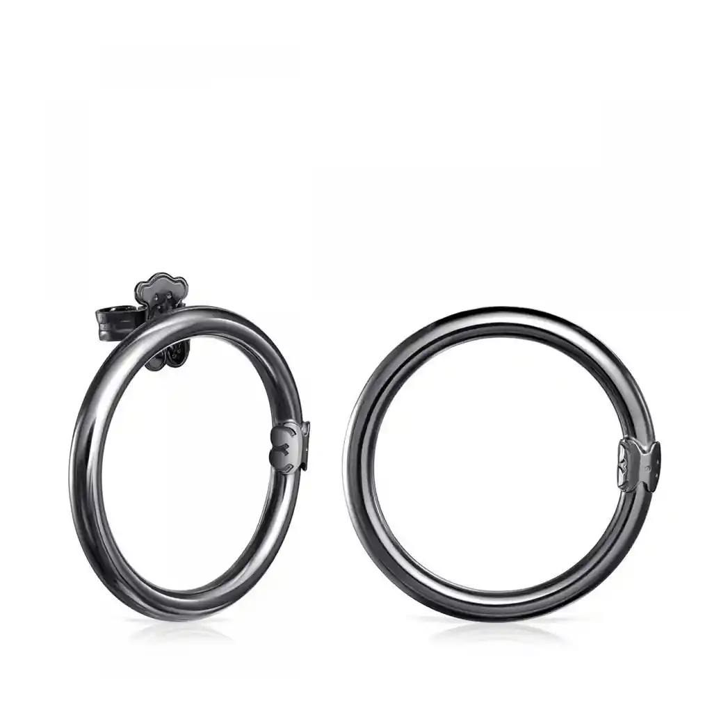 Tous Aretes Grandes Hold de Plata Dark Silver