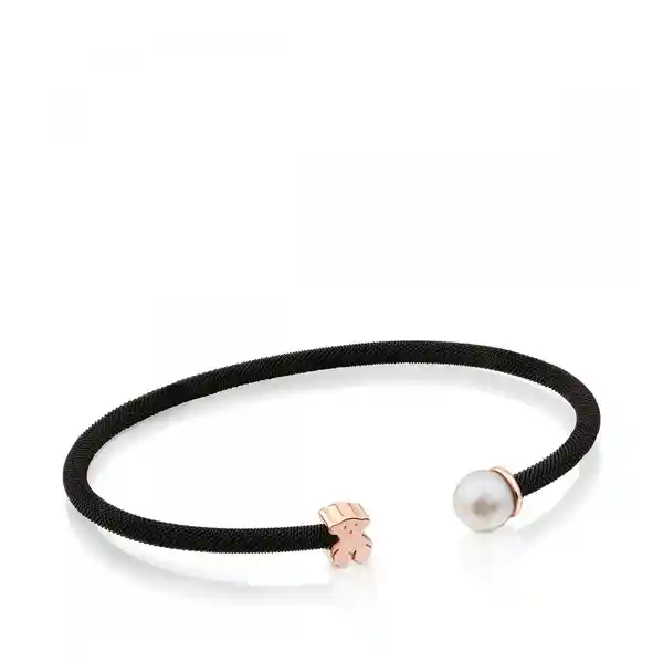 Tous Pulsera Icon Mesh de Acero y Plata Vermeil Rosa Con Perla