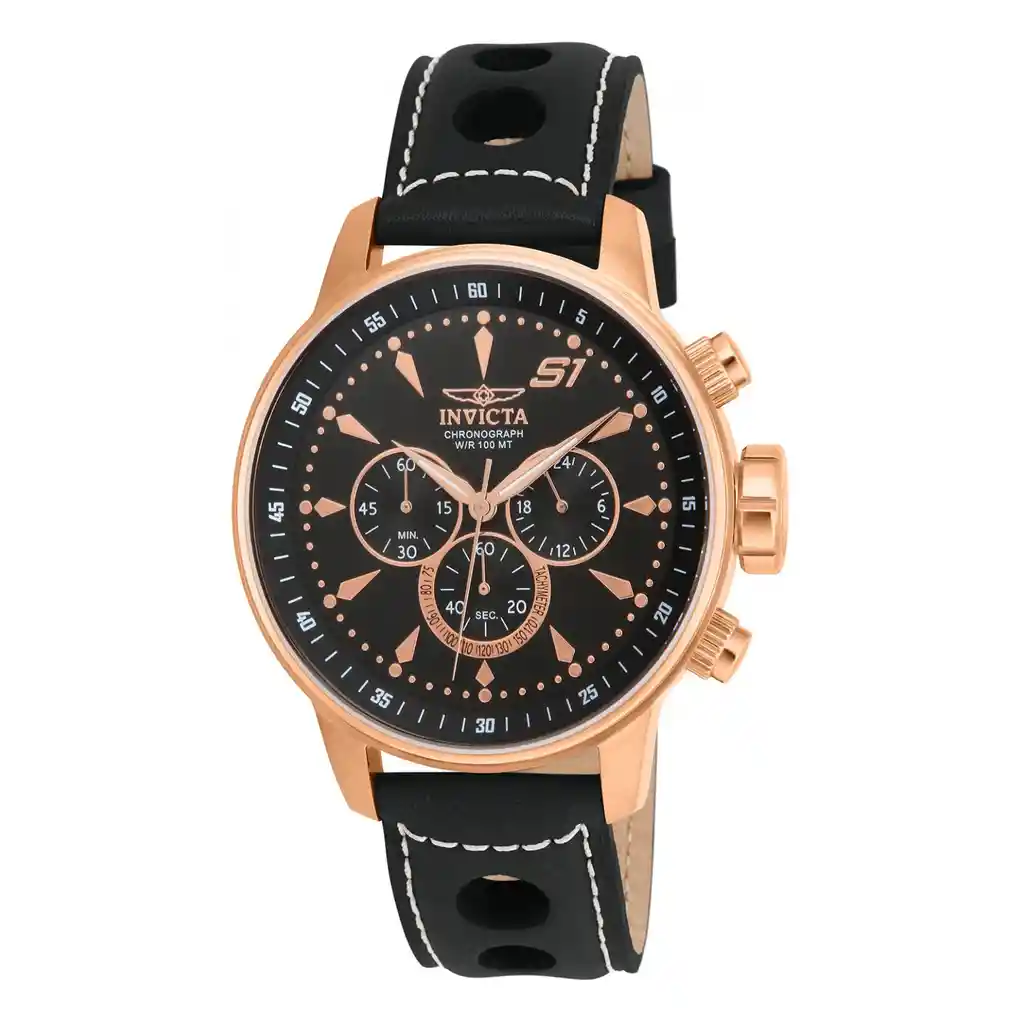 Invicta Reloj S1 Rally Para Hombre de Cuero Negro 48 mm