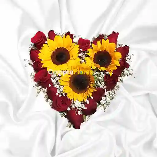 Corazon de Rosas y Girasoles