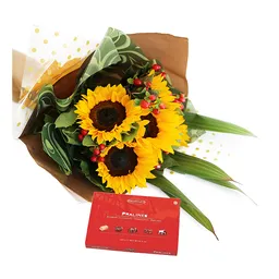 Bouquet Girasoles Flores Frescas y Chocolates