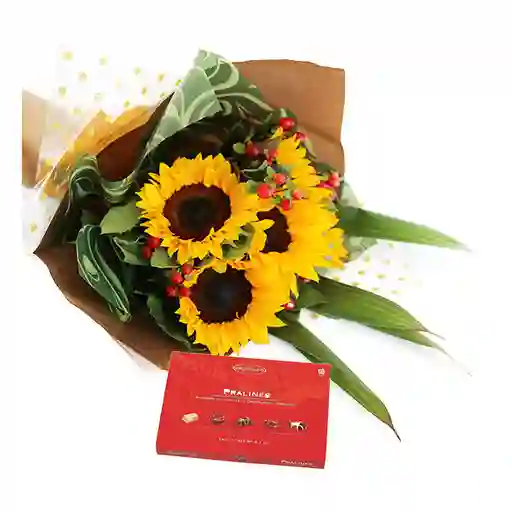 Bouquet Girasoles Flores Frescas y Chocolates