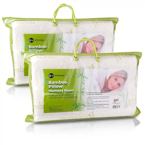 Combo Almohadas Energy Plus Ortopédicas Con Protector Bamboo 2 U