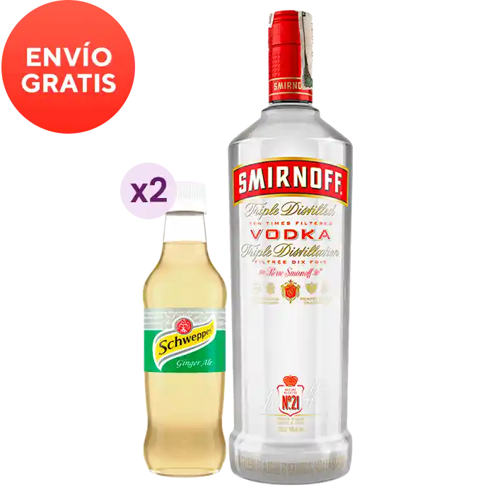 Smirnoff Vodka Botella X 750 Ml Gratis 2 Un Ginger X 300 Ml