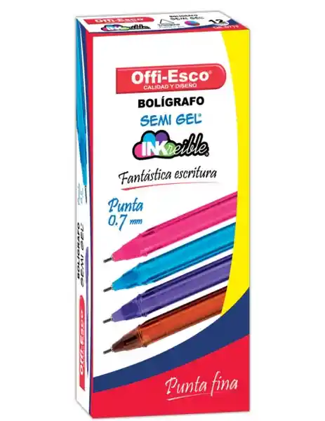 Offi-Esco Bolígrafo Rosado Semi Gel 0.7 mm OE-077 F