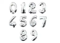 Globo Numero Metalizado Plata 32 Pulgadas