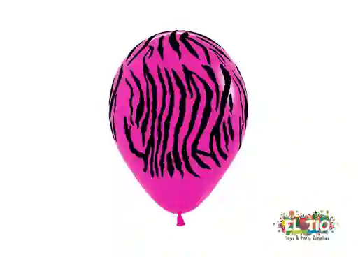 Bombas Globo Biodegradable De Latex Animal Print Fucsia R12