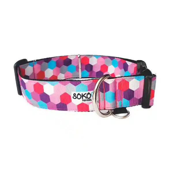 Collar para perro Mediano Hexagonos Fucsias