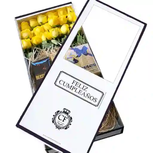 Canaria 18 Rosas Con Chocolates Caja Blanca