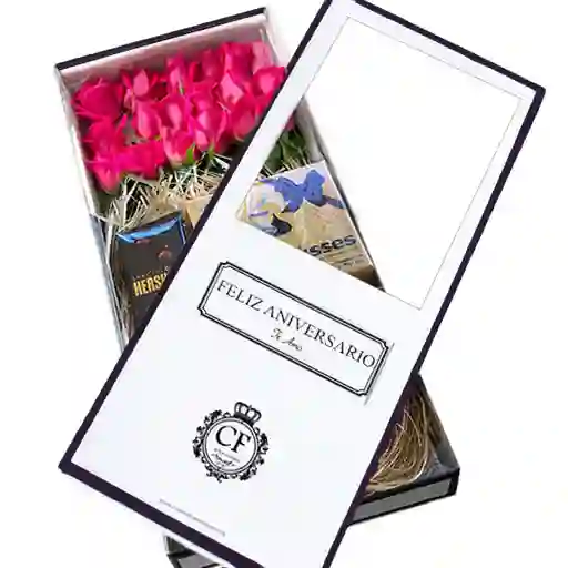 Ibiza 18 Rosas Con Chocolates Caja Blanca