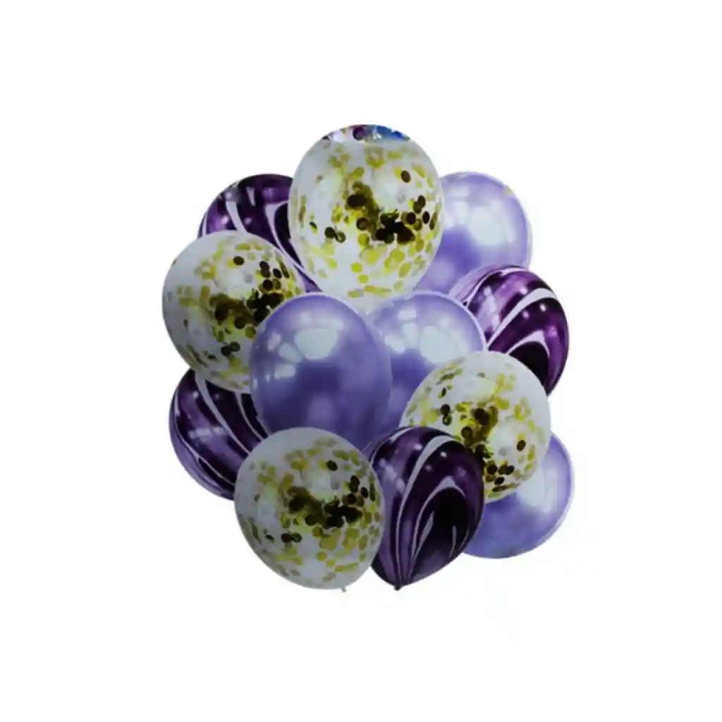 12 Globos color morado  combinados 