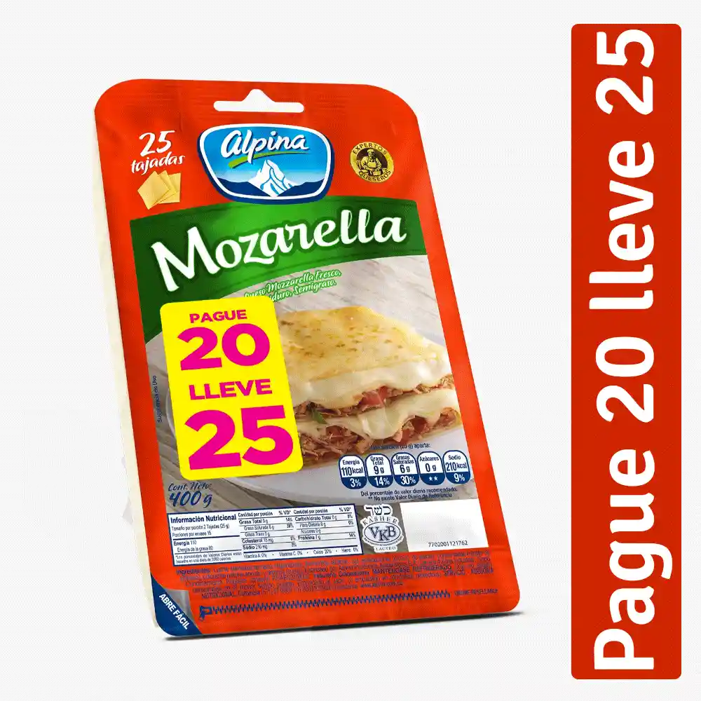 Alpina Queso Mozarella Tajado