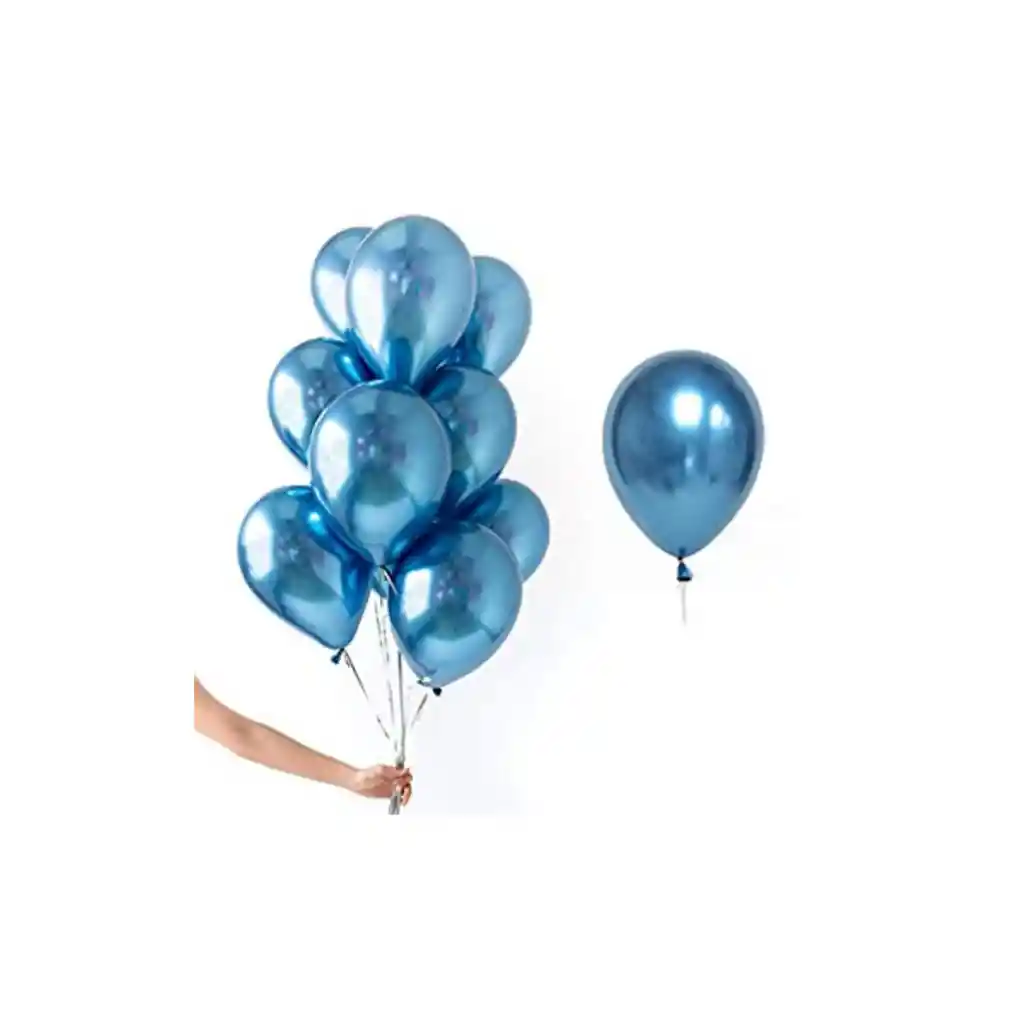 10 Globos latex metalizado color azul 