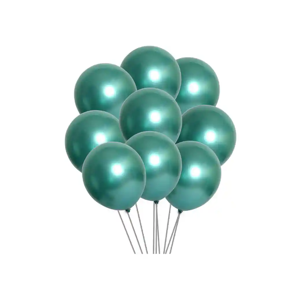 10 Globos latex metalizado color verde 