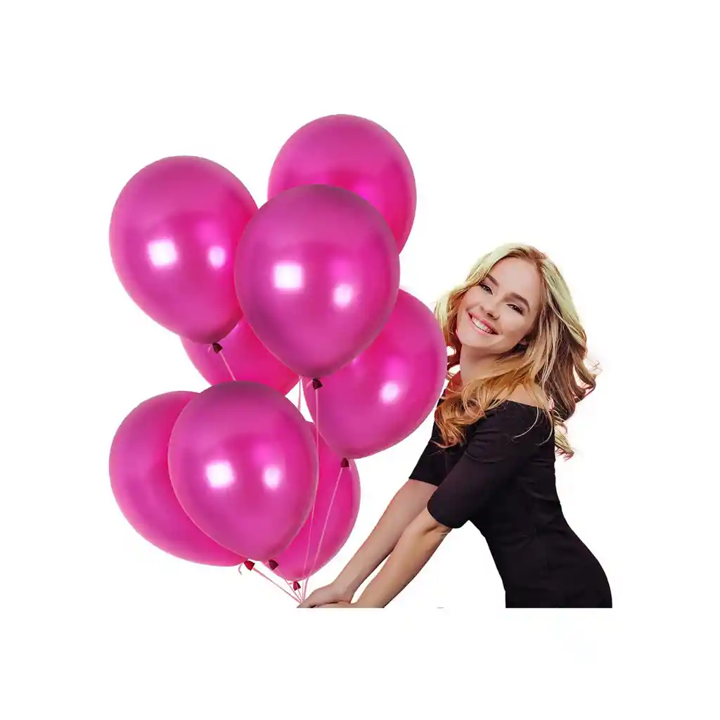 10 Globos latex metalizado color fucsia 