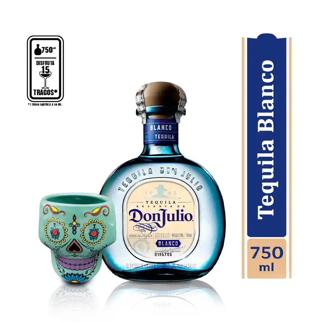 Don Julio Blanco X 750 Ml Gratis Catrina Dia Del P