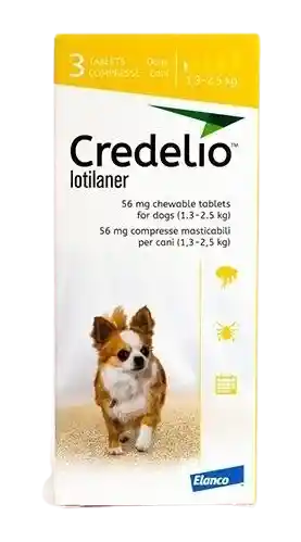 Antipulgas Credelio 1.3 - 2.5 Kg Lotilaner 1 Tableta