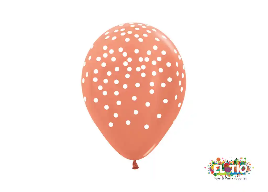 Bomba Globo Biodegradable De Latex Oro Rosa Con Puntos Blancos R12