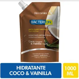 Bacterion Jabón Lí­quido Hidratante Antibacterial para Manos Aroma a Coco y Vainilla en Bolsa