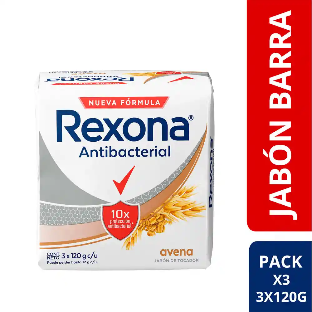 Rexona Jabón Antibacterial en Barra con Avena