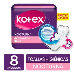 Kotex Toalla Femenina Nocturna 8 Und